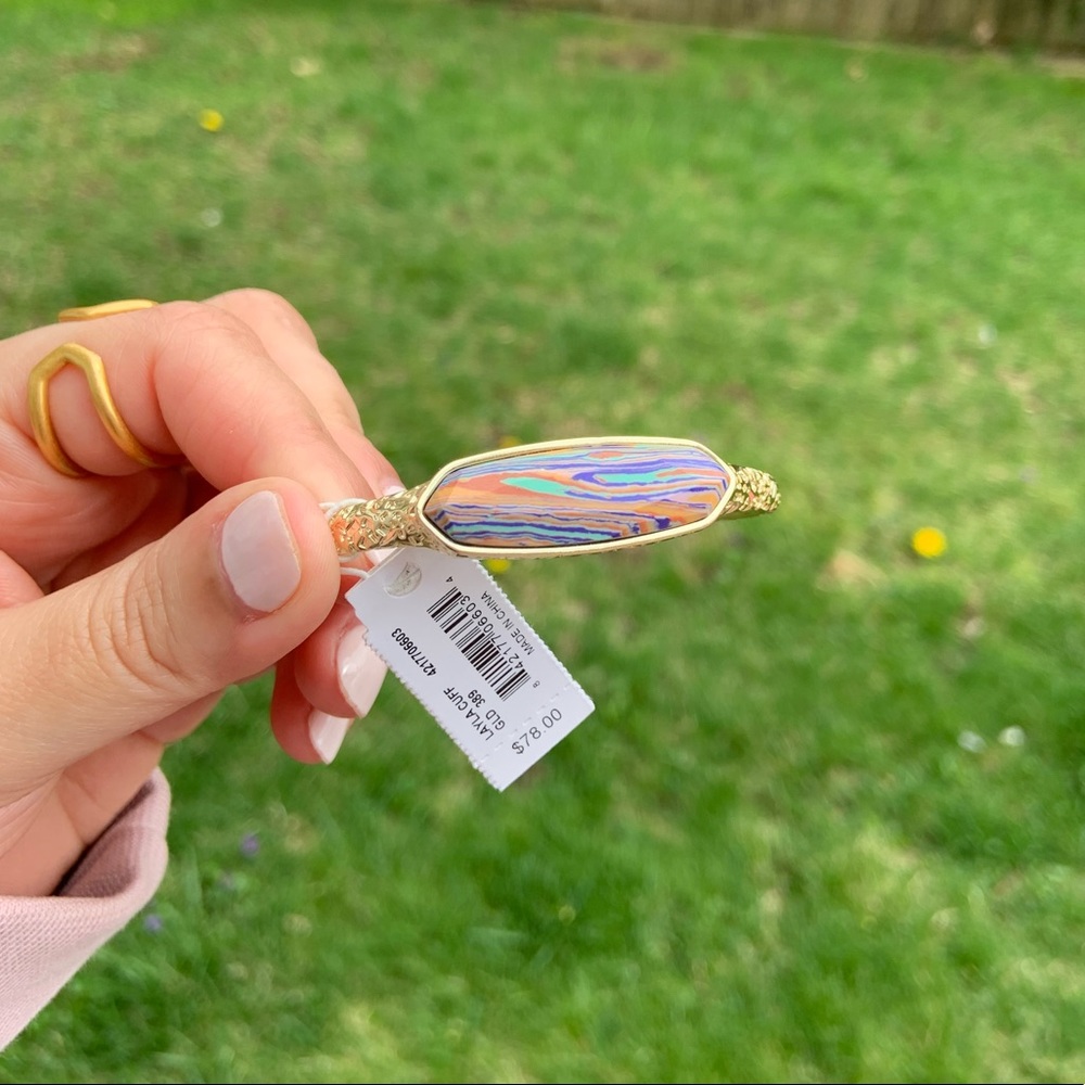 NWT Kendra Scott 14k Gold Layla Cuff Pink Casilica